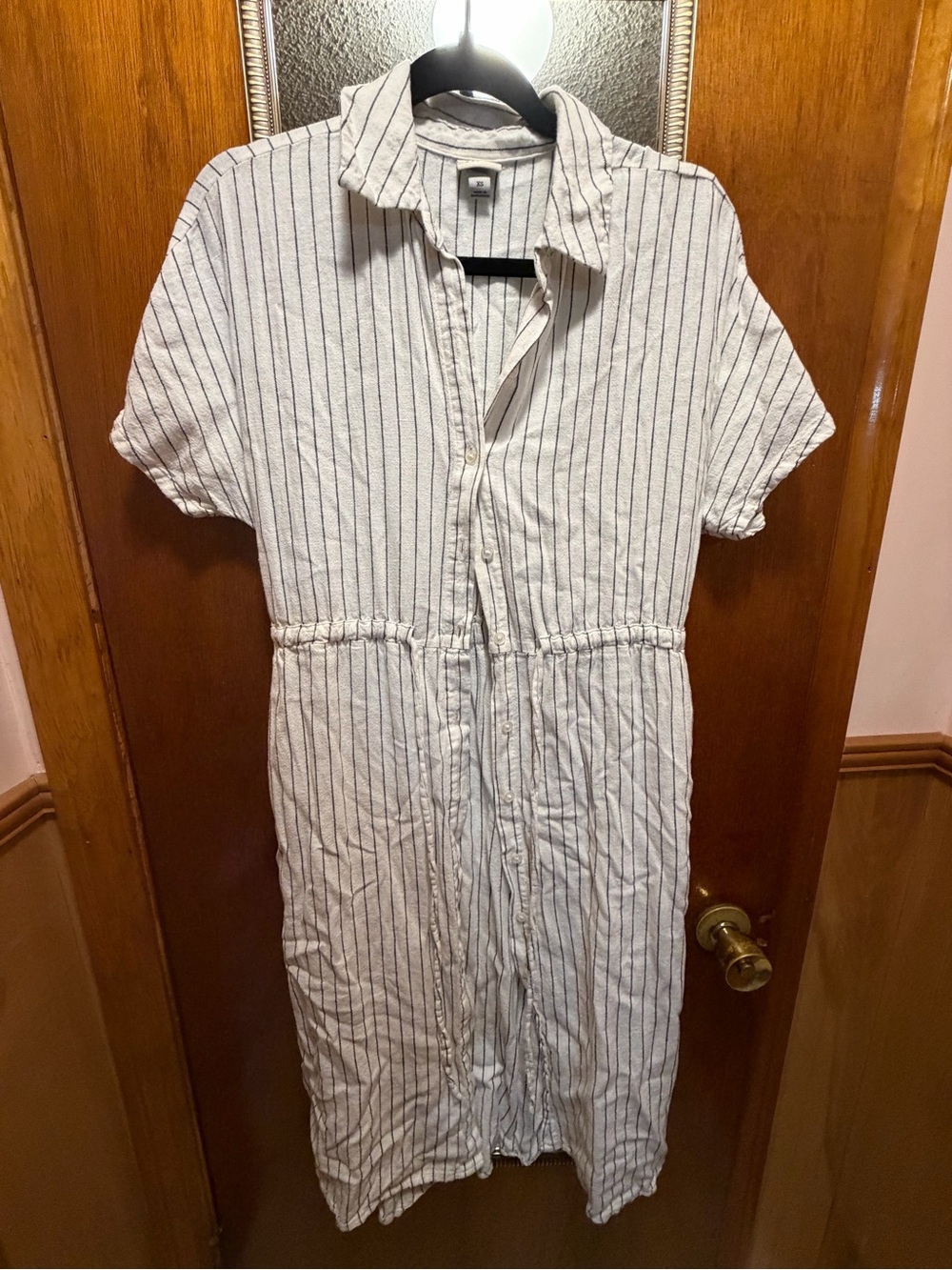 a new day White Midi Shirt Dress with Black Pinstripes